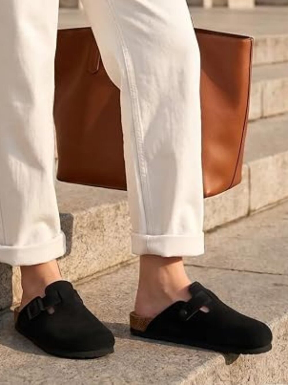 Genuine Suede Clogs for Women Men Cork Footbed Mules Potato Shoes
